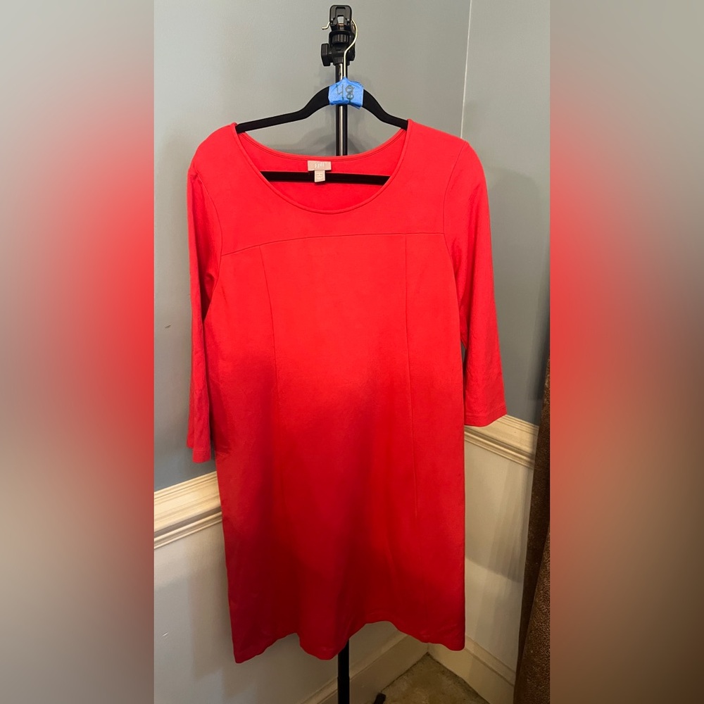 J. Jill Vibrant Red Long Sleeve Dress petite large stretch‎